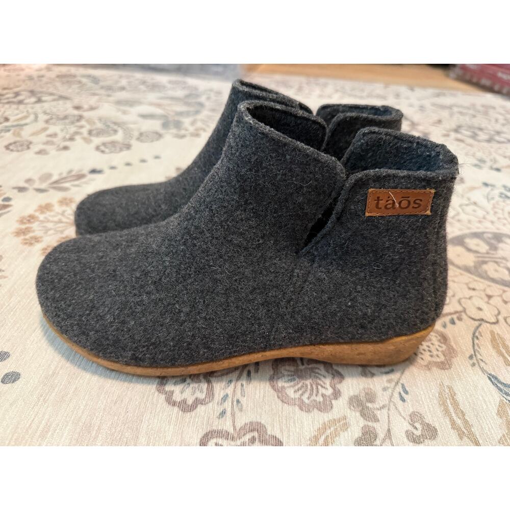 Taos Good Wool Boots Charcoal Gray Felt Slippers Shoes Unisex Size EU 41 US W 10 - Picture 3 of 9